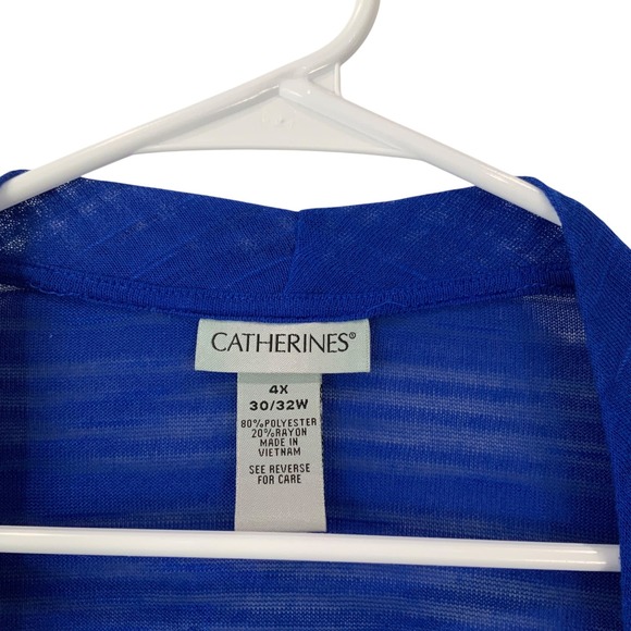 Catherine's 4X Blue Open Front Sheer Kimono Cardigan Duster Lightweight NWT - Picture 3 of 6